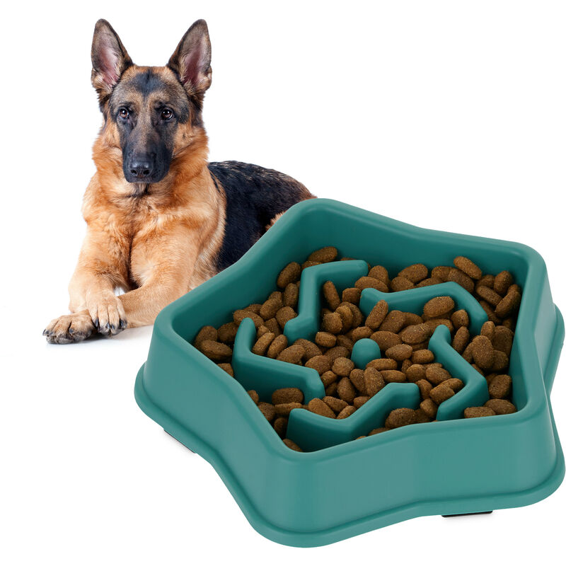 foto del prodotto relaxdays 2x ciotole anti ingozzamento per cani, 600 ml, lenta assunzione del cibo, adatta alla lavastoviglie, verde