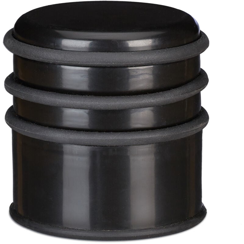 foto del prodotto relaxdays - 2x fermaporta a pavimento, pesante, blocca porte e finestre, ∅ 7 cm, 3 anelli in gomma, nero