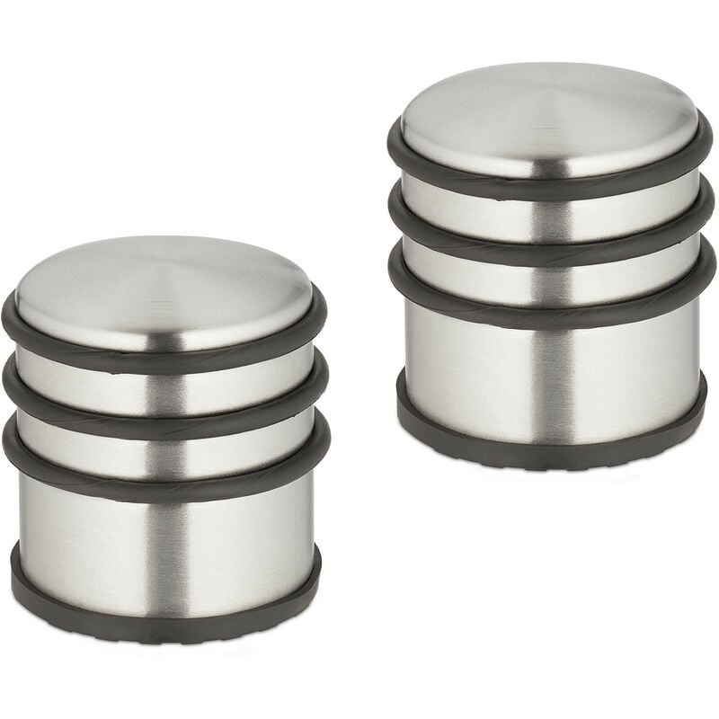 foto del prodotto relaxdays 2x fermaporta in acciaio inossidabile, hxd 7,5 x 7 cm, door stopper, blocca porte pesante e antiscivolo, bronzo