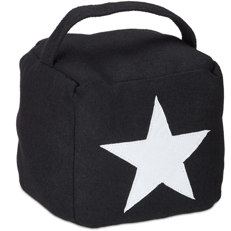 foto del prodotto relaxdays - 2x fermaporta in stoffa a pavimento, sacchetto con stella, alto, con manico, hxlxp 20 x 15 x 15 cm, nero