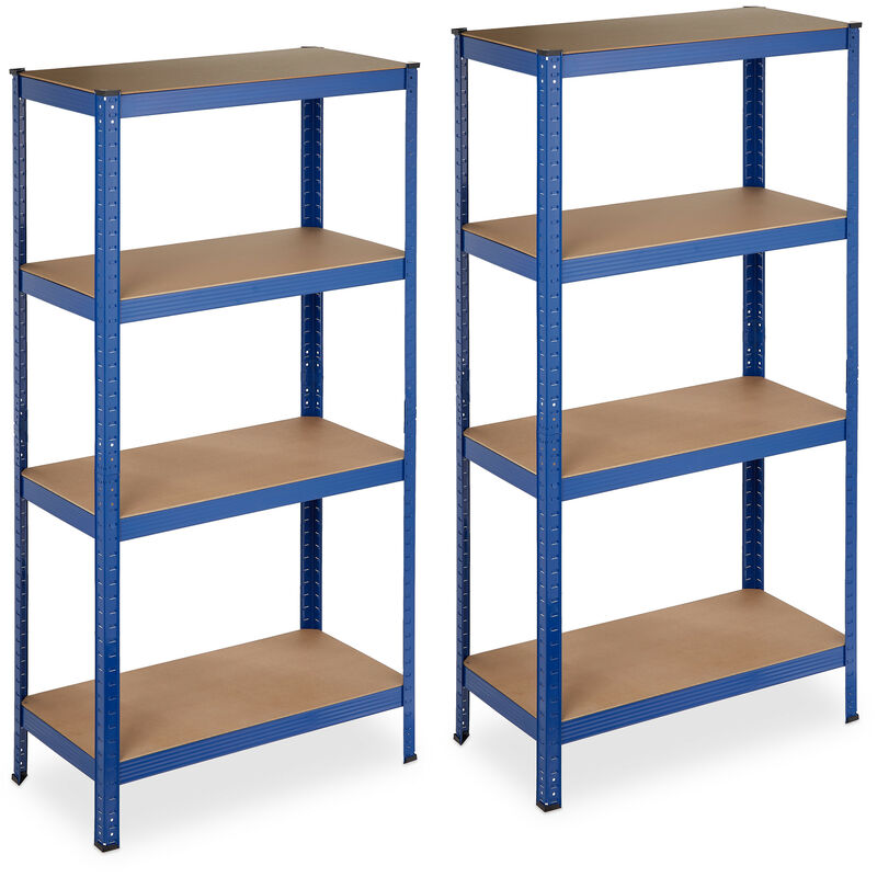 foto del prodotto relaxdays 2x scaffali in metallo, 280 kg capacit di carico, 157 x 80 x 41 cm, scaffalatura ad alta portata con 4 ripiani, blu