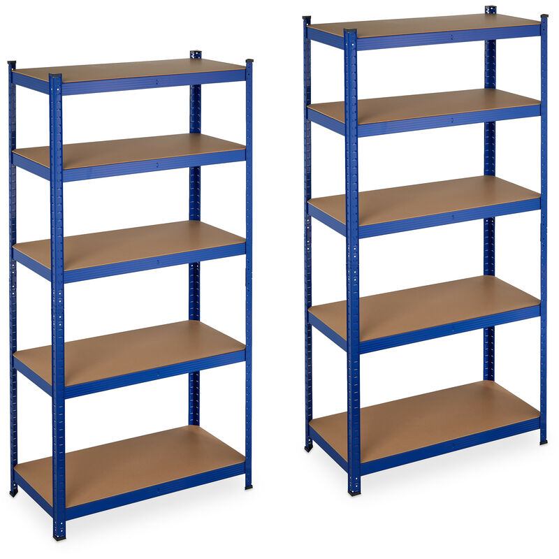 foto del prodotto relaxdays 2x scaffali in metallo, 875 kg capacit di carico, 180 x 90 x 45 cm, scaffalatura ad alta portata con 5 ripiani, blu