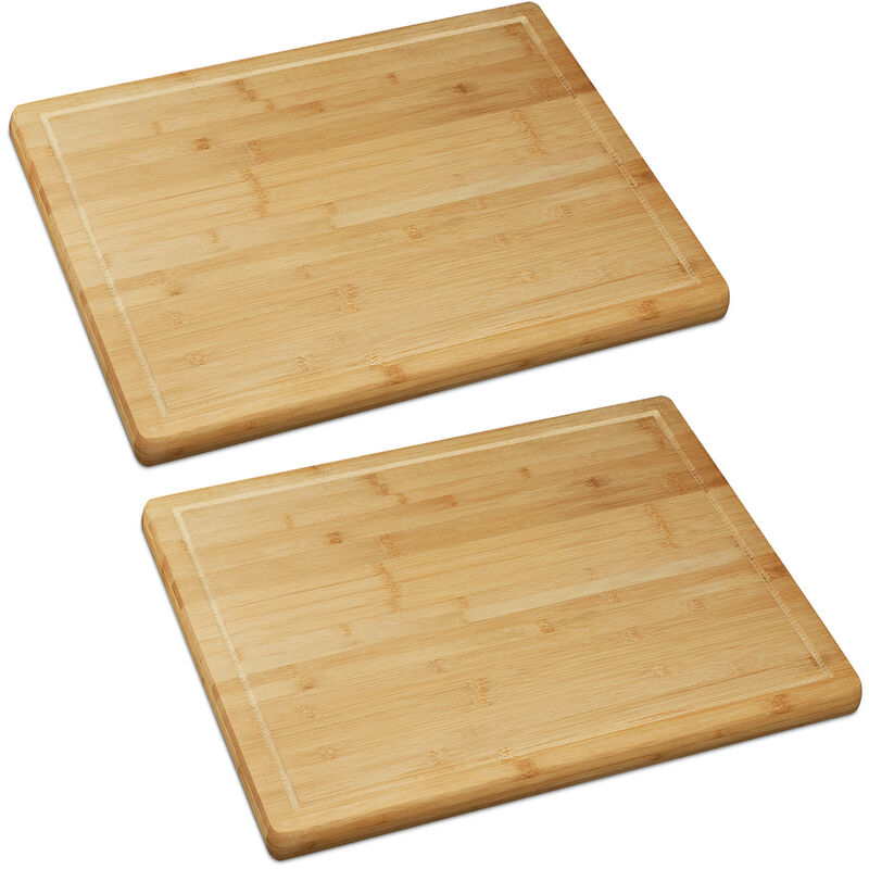 foto del prodotto relaxdays 2x tagliere coprifornelli in bamb , antibatterico, scanalatura, piano di lavoro per cucina, 2x56,5x50 cm, naturale