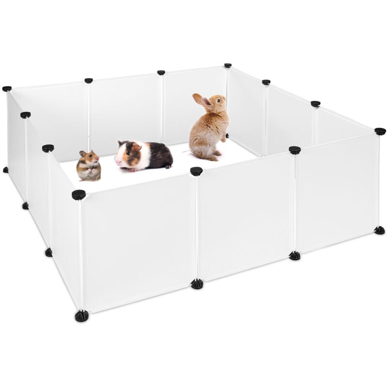 foto del prodotto relaxdays 36x pannelli recinto, recinzione diy per animali di piccola taglia, rete allungabile, accessori plastica, bianca