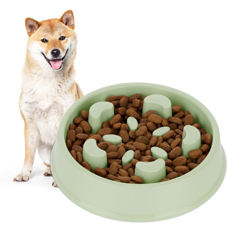 foto del prodotto relaxdays - 3x ciotola anti-ingozzamento per cani, 600 ml, lenta assunzione del cibo, adatta alla lavastoviglie, verde