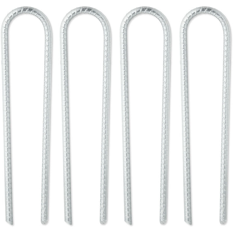 foto del prodotto relaxdays 4 picchetti di ancoraggio, archetti per piante rampicanti, design a u, xxl, ferro, 30 x 7 x 1 cm, argento