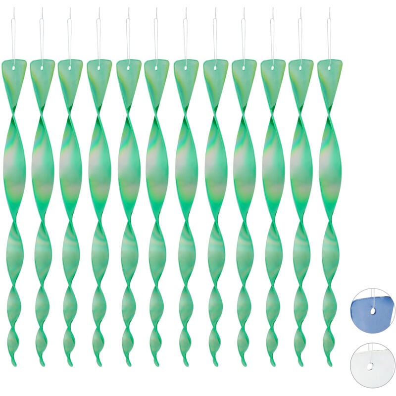 foto del prodotto relaxdays 48x set spaventapasseri a spirale, riflettente, balcone giardino, 40 cm, allontana piccioni, verde