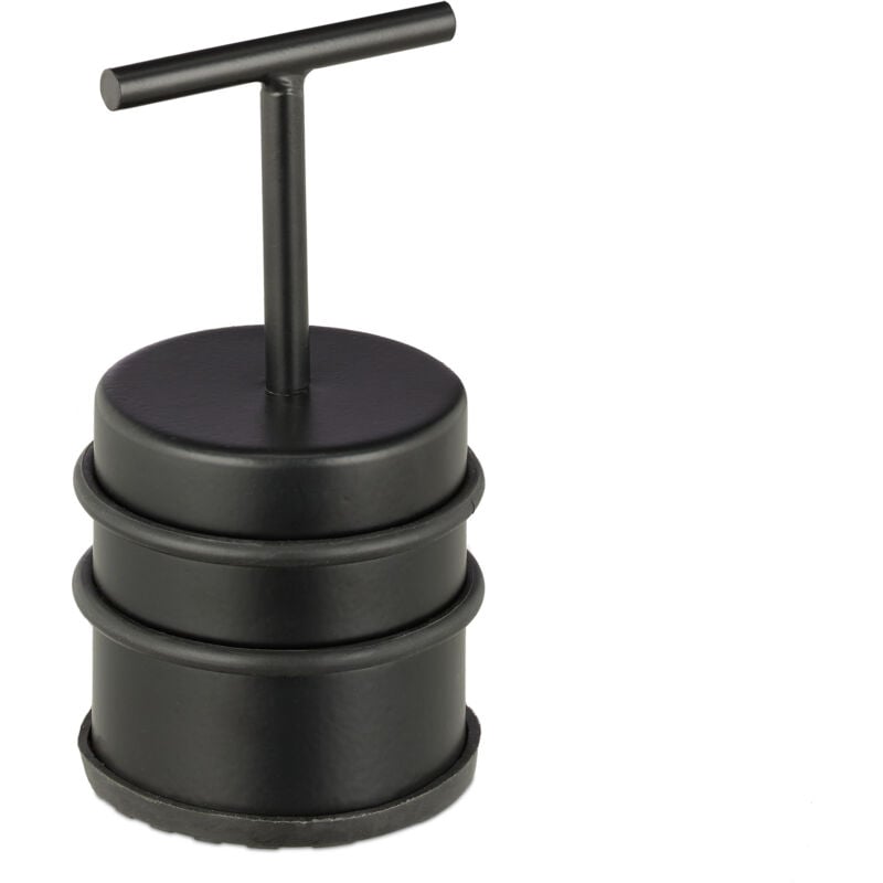 foto del prodotto relaxdays - 4x fermaporta con manico, blocca porta &amp; finestra, rotondo &amp; alto, da interno, acciaio &amp; gomme, d: ∅7 cm, nero