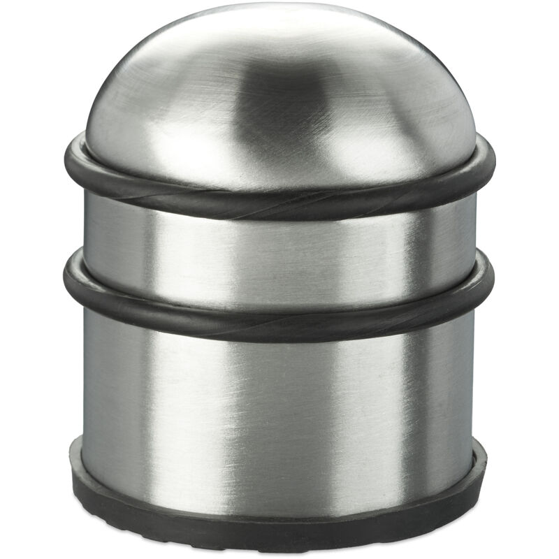 foto del prodotto relaxdays 4x fermaporte , blocca porta e ferma finestre, in acciaio inox e gomma, accessorio per la casa, 7 cm, argento