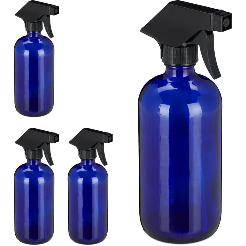 foto del prodotto relaxdays 4x spruzzino nebulizzatore, set x500 ml di bottiglie spray vuote, vaporizzatore per parrucchieri, pulizia, blu
