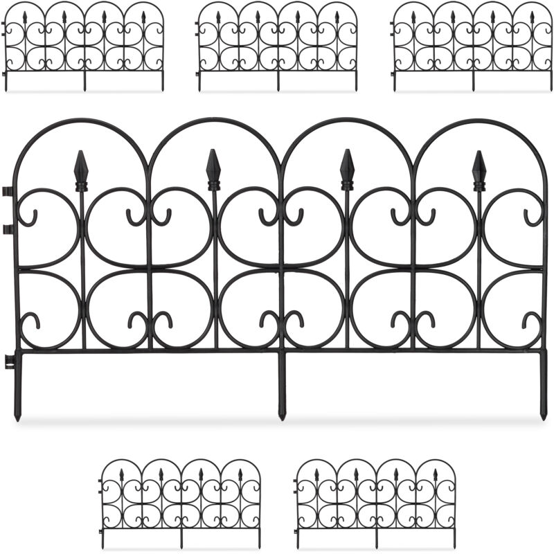 foto del prodotto relaxdays 60x recinzione per aiuole in plastica, h 30 cm, elegante recinto decorativo, con paletti per il fissaggio, 40 m, nero