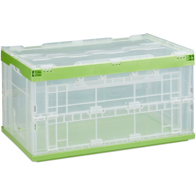 foto del prodotto relaxdays 8x cassetta pieghevole, stabile, da lavoro, plastica resistente, 60 litri, hxlxp 31,5 x 59,5 x 39,5 cm, verde