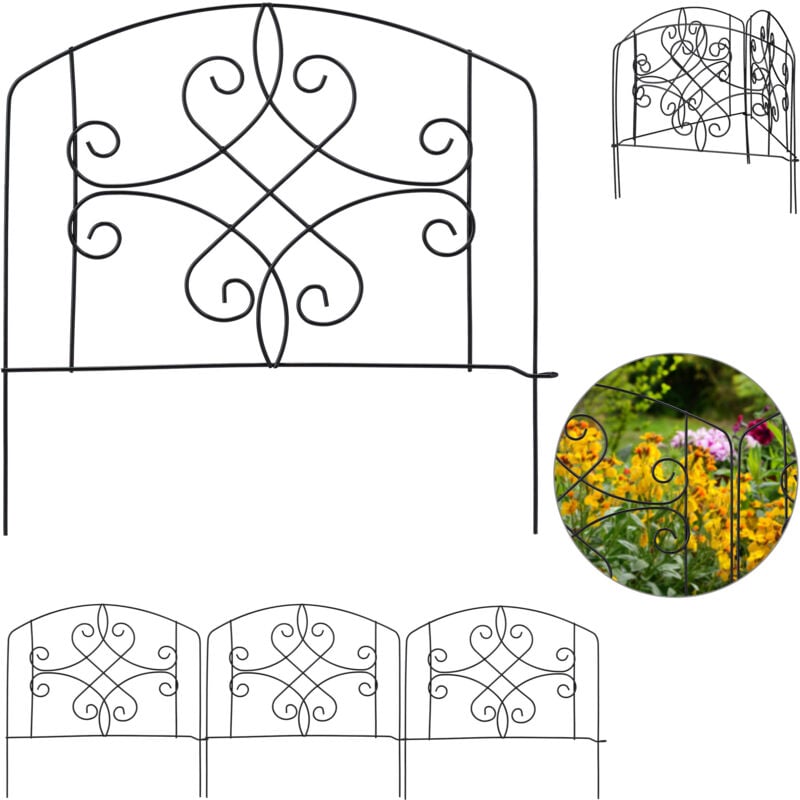 foto del prodotto relaxdays 8x pareti per recinzione da giardino, recinto decorativo per cortile, metallo, design antico, hxl 32 x 372 cm, nero