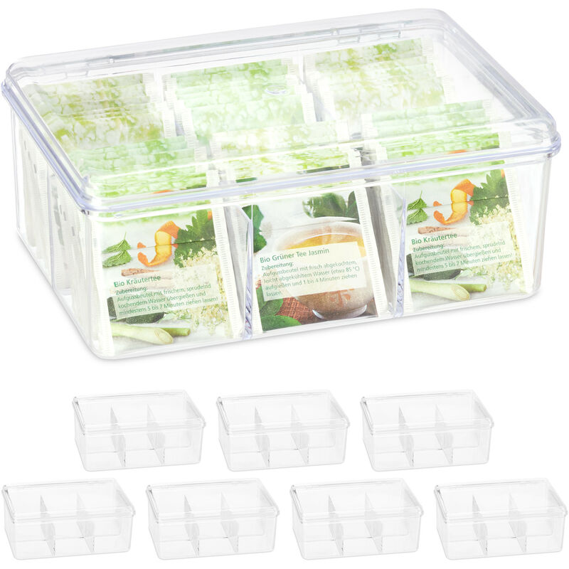 foto del prodotto relaxdays 8x scatola porta t e tisane contenitore per bustine organizer cucina e tavola