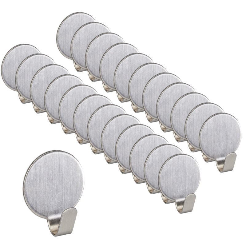 foto del prodotto relaxdays - 96x ganci adesivi, set di appendiabiti da parete in acciaio autoadesivi, portasciugamani, bagno cucina, argento