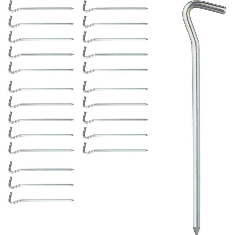 foto del prodotto relaxdays 96x picchetti, set da paletti rotondi lunghi 18 cm, terreni morbidi e duri, puntali in ferro da campeggio, argento