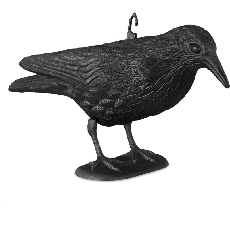 foto del prodotto relaxdays 9x cornacchia spaventapasseri, allontana piccioni e gufi, statua decorativa, da terra, da giardino, 38 cm, nero