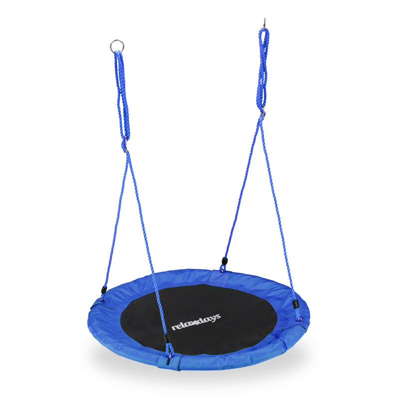 foto del prodotto relaxdays altalena da giardino a nido, dondolo per bambini e adulti, regolabile, 90 cm, portata max. 100 kg, blu