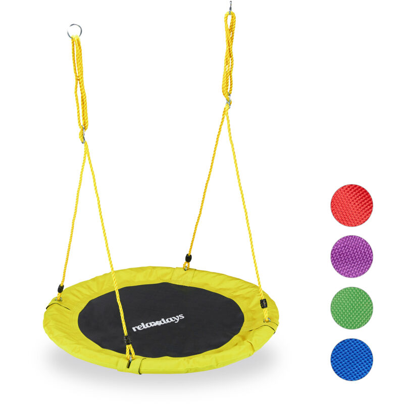 foto del prodotto relaxdays altalena da giardino a nido, dondolo per bambini e adulti, regolabile, 90 cm, portata max. 100 kg, gialla