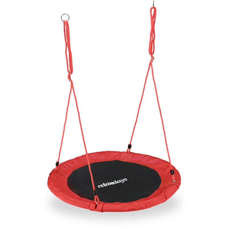 foto del prodotto relaxdays altalena da giardino a nido, dondolo per bambini e adulti, regolabile, 90 cm, portata max. 100 kg, rossa