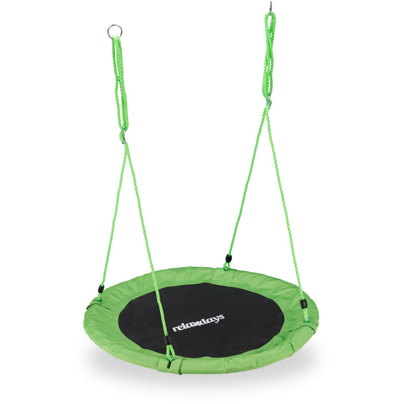 foto del prodotto relaxdays altalena da giardino a nido, dondolo per bambini e adulti, regolabile, 90 cm, portata max. 100 kg, verde