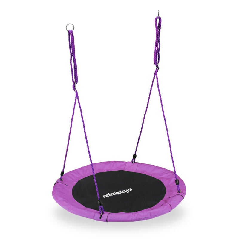 foto del prodotto relaxdays altalena da giardino a nido, dondolo per bambini e adulti, regolabile, 90 cm, portata max. 100 kg, viola