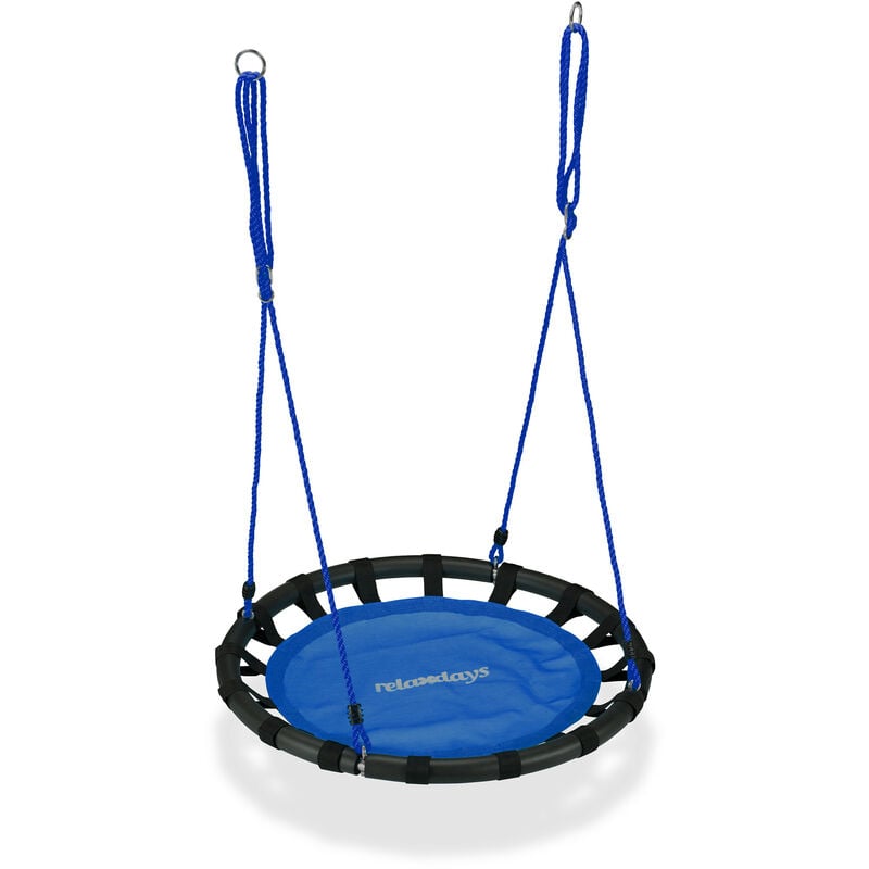 foto del prodotto relaxdays altalena da giardino a nido, per bambini e adulti, regolabile, 80 cm, portata max. 100 kg, blu