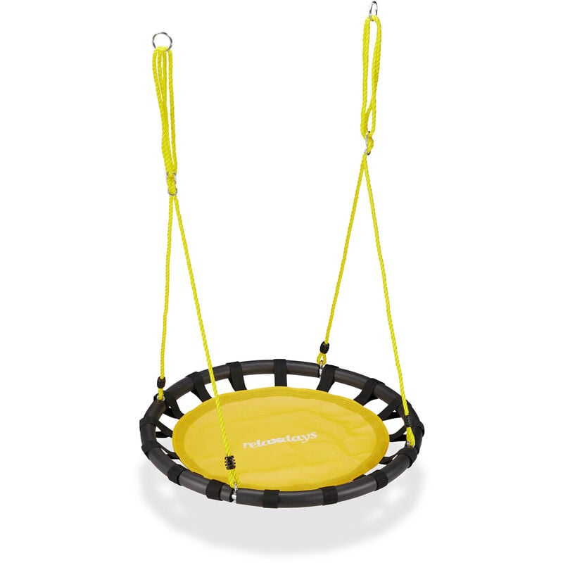 foto del prodotto relaxdays altalena da giardino a nido, per bambini e adulti, regolabile, 80 cm, portata max. 100 kg, giallo