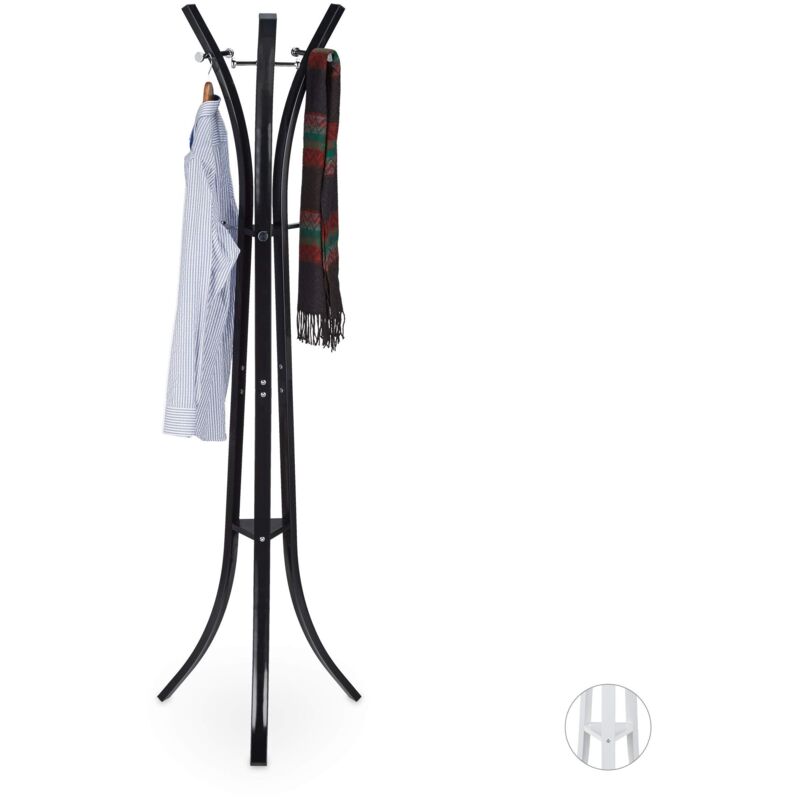 foto del prodotto relaxdays appendiabiti da terra, attaccapanni moderno, per corridoio, ingresso, 9 ganci, 175 cm, metallo, nero