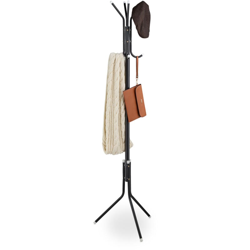 foto del prodotto relaxdays appendiabiti in ferro per giacche, 8 ganci, hlp 169 x 40 x 48 cm, guardaroba appendi abiti ingresso, nero