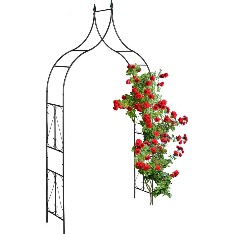 foto del prodotto relaxdays arco per rampicanti da giardino, sostegno in ferro per rose, hlp 270 x 145 x 37 cm, supporto piante, nero