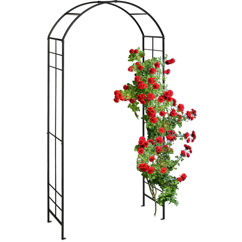 foto del prodotto relaxdays arco per rose rampicanti da giardino, sostegno per piante, hlp 224 x 110 x 41 cm, supporto in ferro, nero