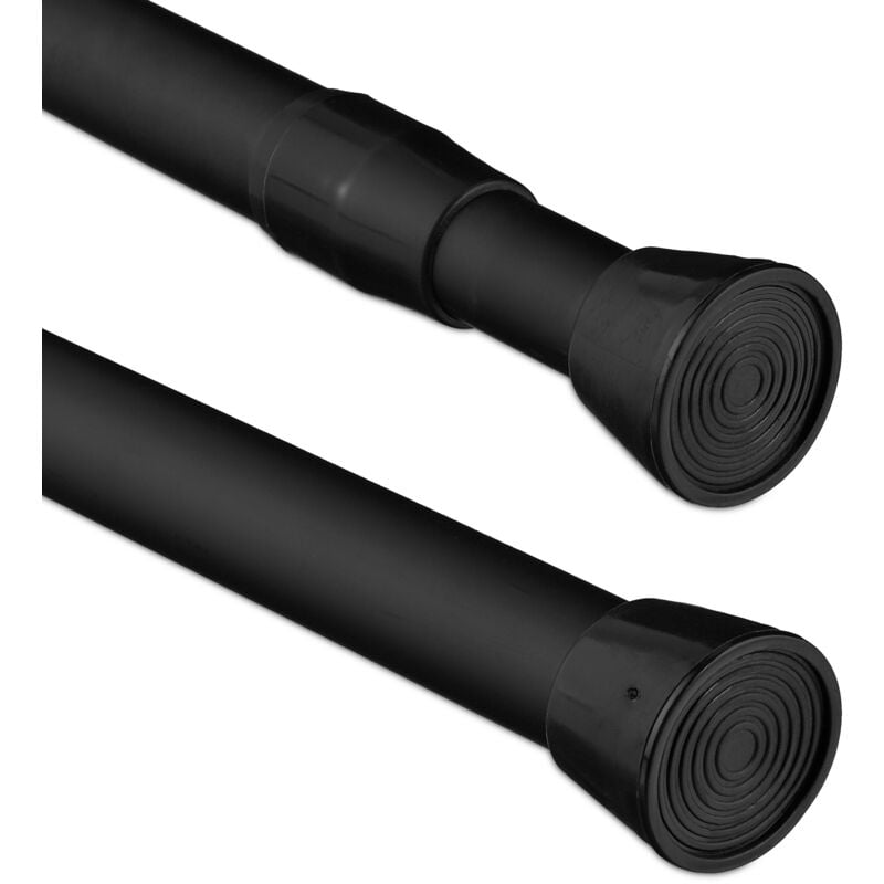 foto del prodotto relaxdays asta a pressione per tende, telescopica 66 110 cm, bastone estensibile appendiabiti, acciaio inox, nero