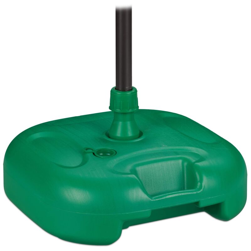 foto del prodotto relaxdays base per ombrellone, da riempire con acqua o sabbia, asta d 25 32mm, piedistallo in plastica, 44x42 cm, verde