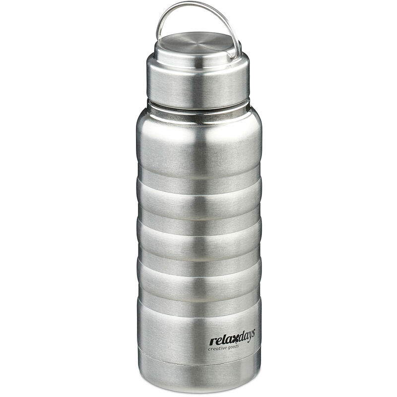 foto del prodotto relaxdays borraccia termica, 400 ml, bottiglia riutilizzabile viaggio, bevande calde e fredde, acciaio inox, argentato