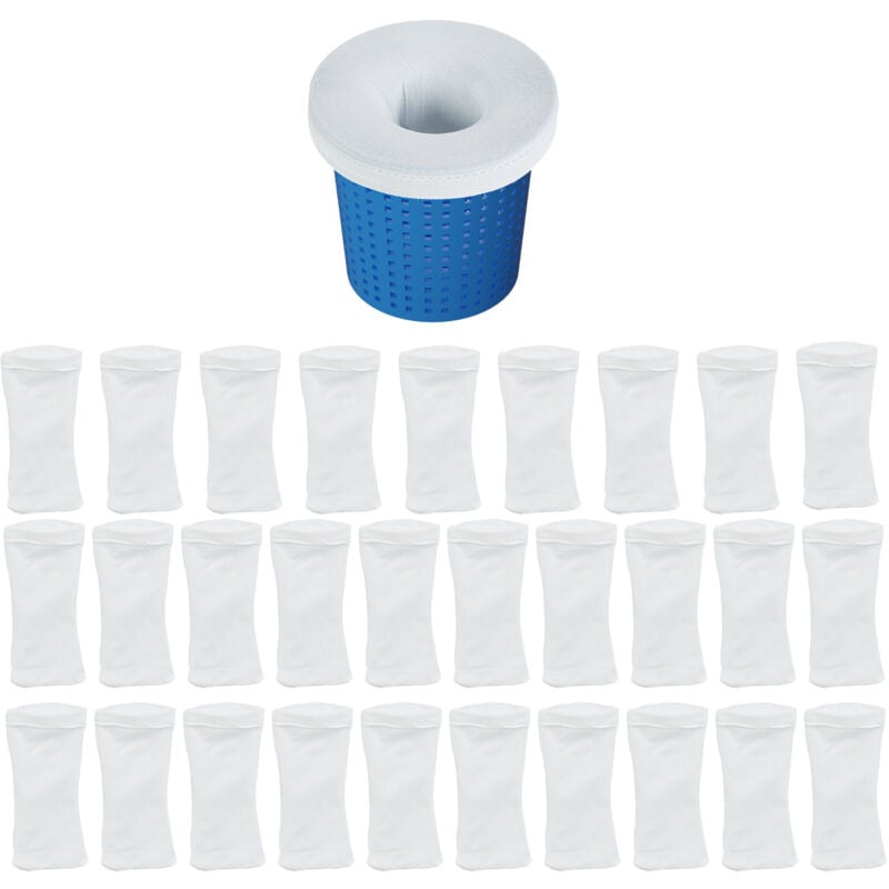 foto del prodotto relaxdays calzini da skimmer per piscina, set da 30, hxd 22 x 12 cm, filtro in nylon per filtraggio dell acqua, bianco