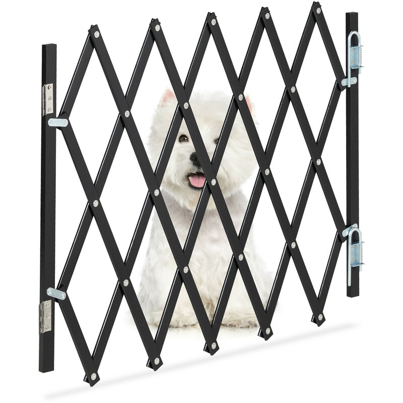 foto del prodotto relaxdays cancelletto di sicurezza per cani, barriera porte e scale, allungabile 96 cm, alto 48,5 60 cm, in bamb , nero