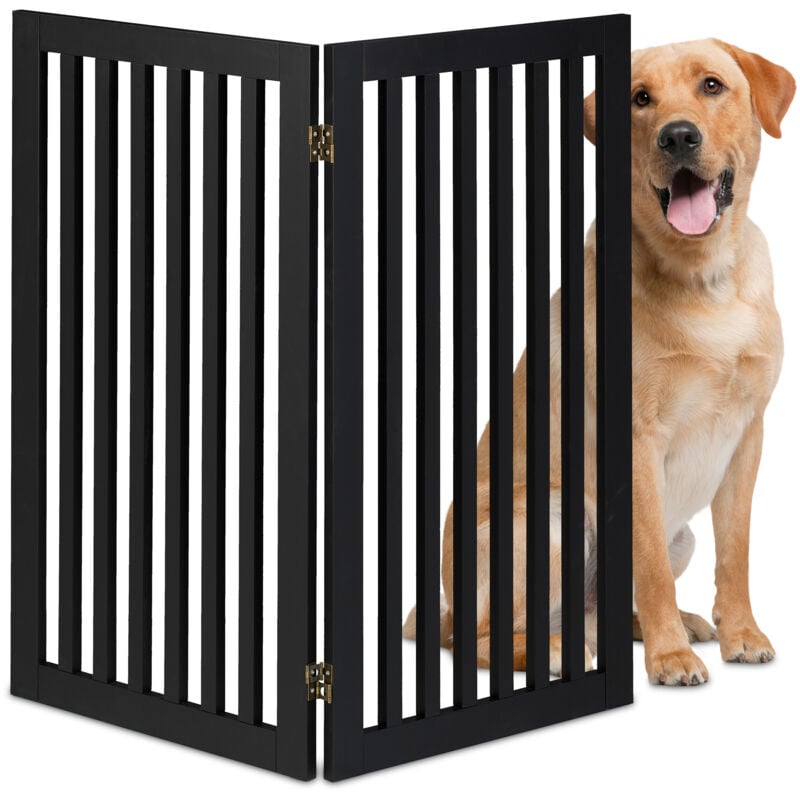 foto del prodotto relaxdays cancelletto di sicurezza per cani, cancellino scale per cuccioli, barriera per animali, hxl 91,5x103 cm, nero