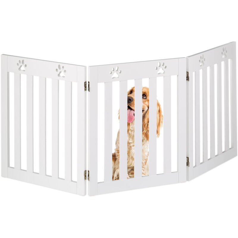 foto del prodotto relaxdays cancelletto di sicurezza per cani e bambini, barriera autoportante, recinzione per scale, 60 x 153 cm, bianco