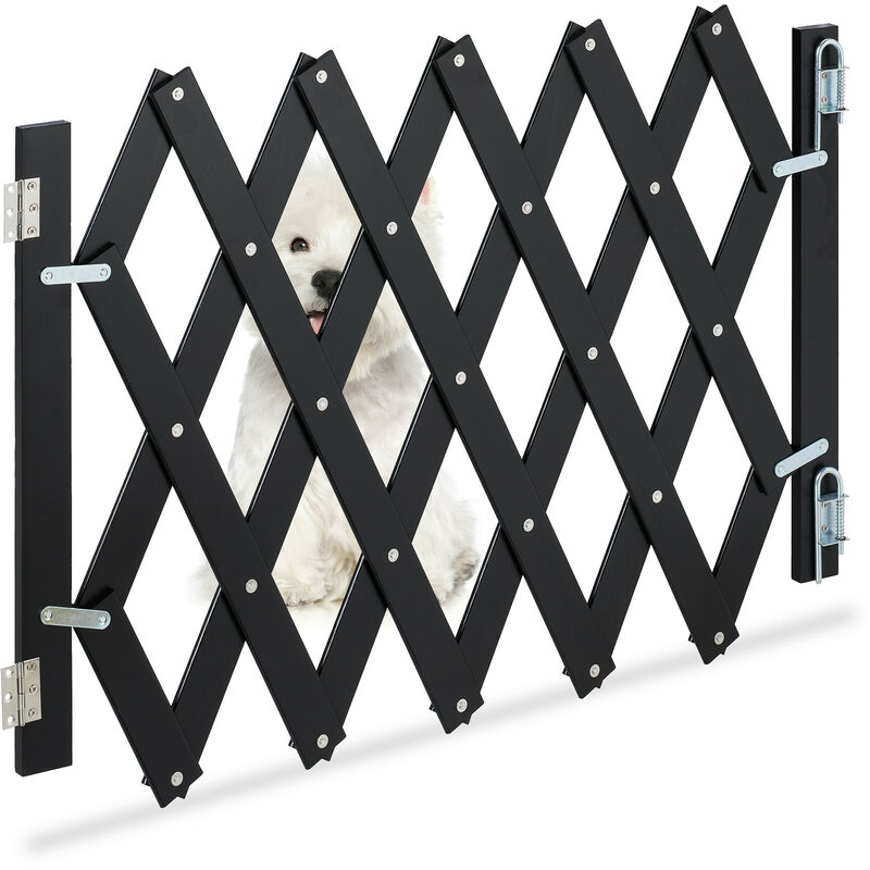 foto del prodotto relaxdays cancelletto di sicurezza per cani, recinzione allungabile fino a 108,5 cm, alto 47,5 60 cm, in bamb , nero