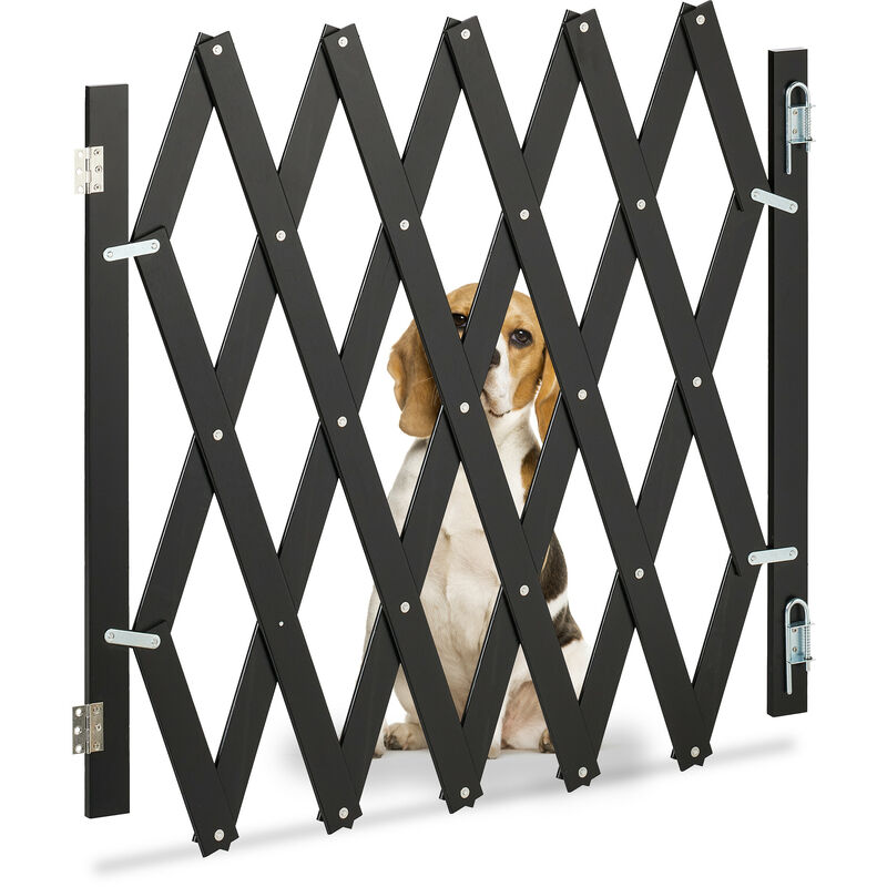 foto del prodotto relaxdays cancelletto di sicurezza per cani, recinzione allungabile fino a 126 cm, alto 70 82 cm, in bamb , nero
