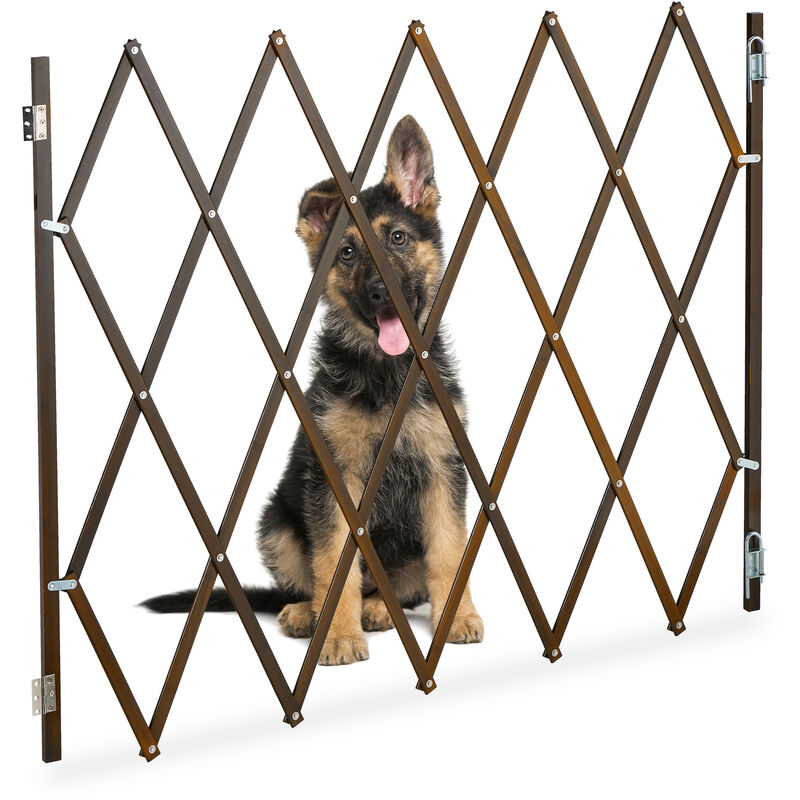 foto del prodotto relaxdays cancelletto di sicurezza per cani, recinzione allungabile fino a 130 cm, alto 87,5 100 cm, in bamb , marrone