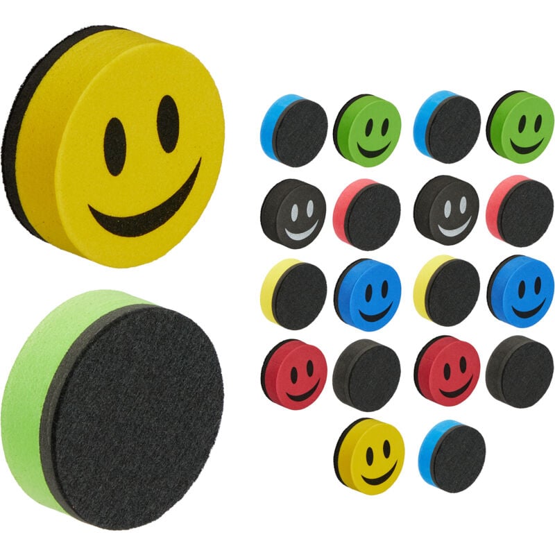 foto del prodotto relaxdays cancellino lavagna magnetica bianca cancellabile, set 20 spugne per lavagnette, hx 2 x 5 cm, eva, colorate