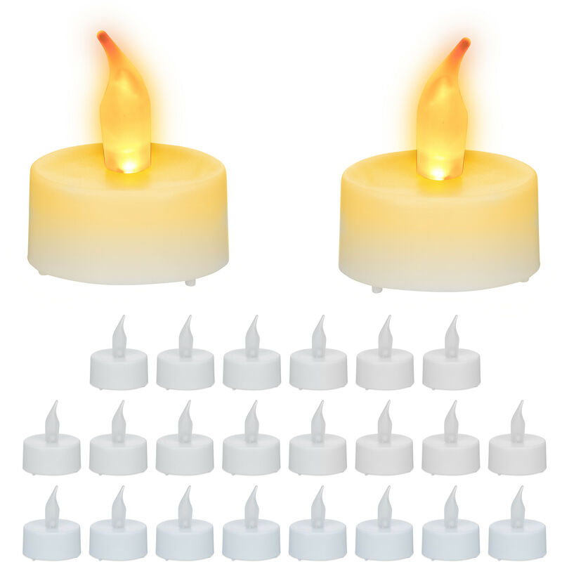 foto del prodotto relaxdays candele a led, set da 24 tea light rotondi, elettriche, candeline senza fiamma, hxd 4,5 x 3,5 cm, bianco