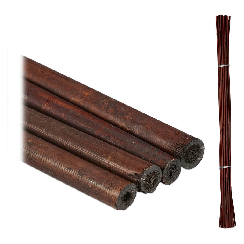 foto del prodotto relaxdays canne di bamb , set 25 bastoni, 105 cm, sostegno per piante rampicanti, decorazione da giardino, marrone scuro