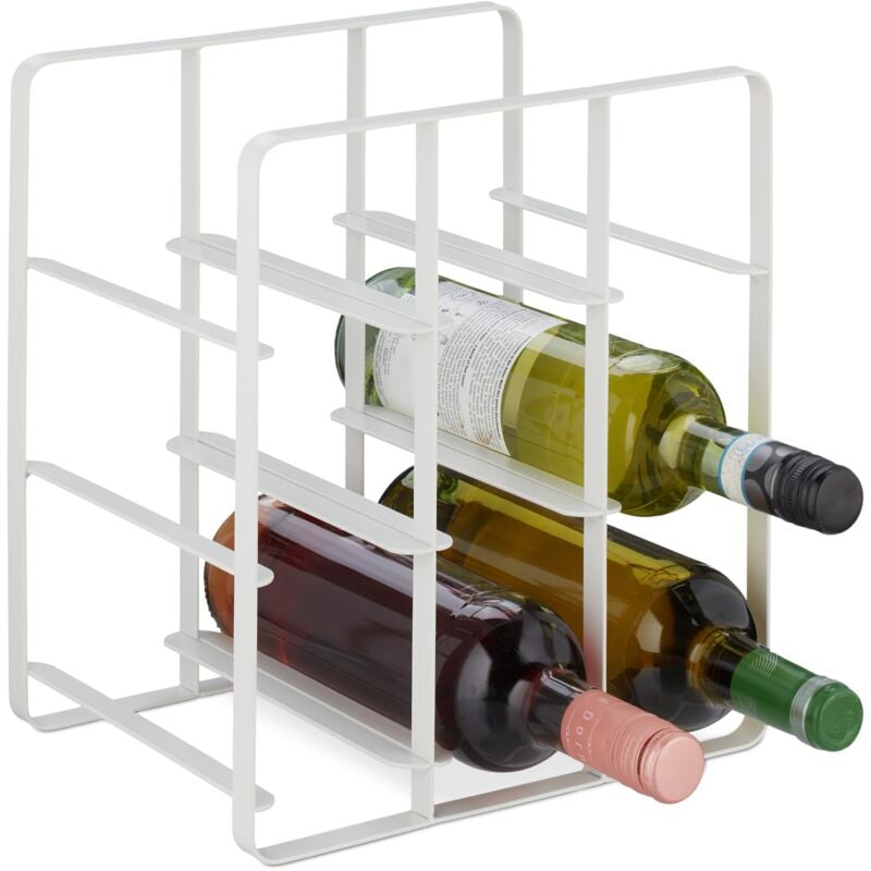 immagine 0 del prodotto relaxdays cantinetta per 9 bottiglie, scaffale portabottiglie in ferro verniciato a polvere, 30 x 27,5 x 20 cm, bianco