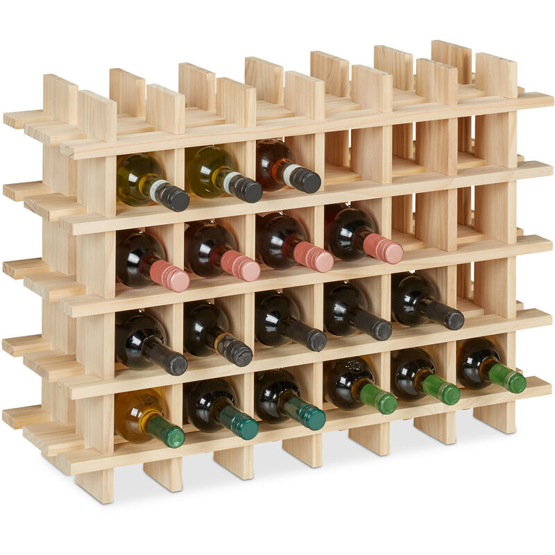 foto del prodotto relaxdays cantinetta portabottiglie, porta 24 bottiglie di vino in orizzontale, hlp 54 x 75 x 24 cm, in legno, naturale