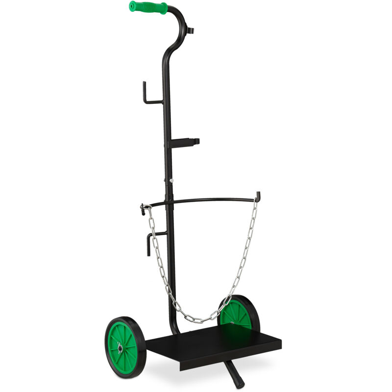 foto del prodotto relaxdays carrello da trasporto, carrellino per bombole a gas di 5 11 kg, ruote in gomma piena, acciaio, nero verde