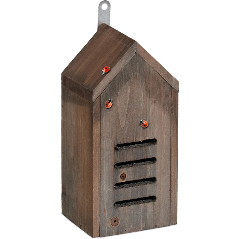 foto del prodotto relaxdays casetta per coccinelle, hotel per insetti da giardino, legno non trattato, da appendere, 25x12x10 cm, marrone