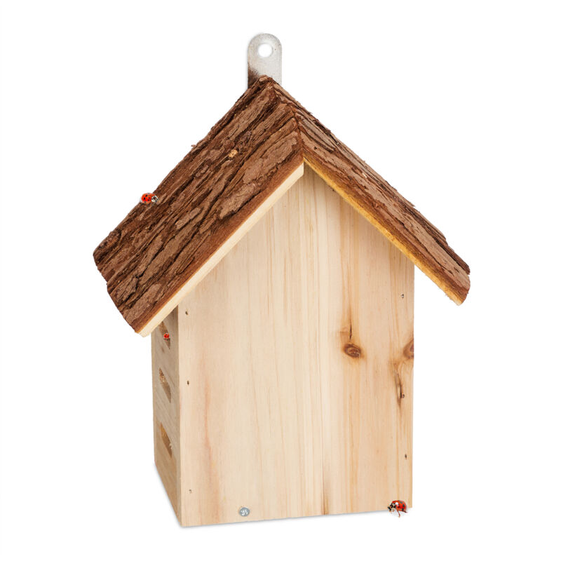 foto del prodotto relaxdays casetta per coccinelle, legno d abete, da appendere e poggiare, giardino e balcone, hlp 22x18x12 cm, naturale